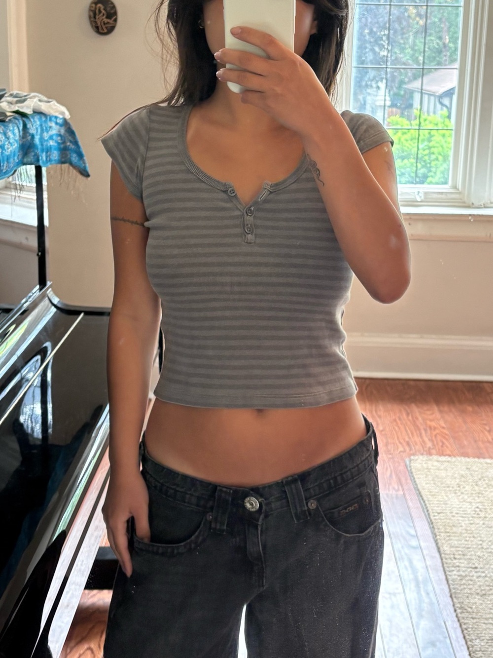 Brandy Melville Striped Baby Tee Top